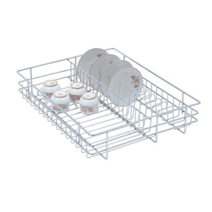 CUP AND SAUCER DRAWER BASKET (4″ HEIGHT X 19″ WIDTH X 20″ DEPTH) 6MM WIRE STAINLESS STEEL