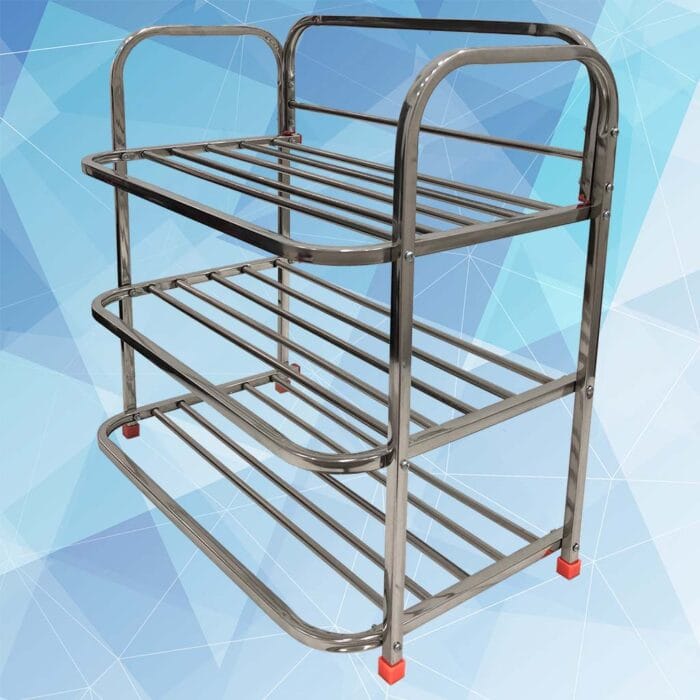Stainless Steel Shoe Rack 3 Shelves - Image 3