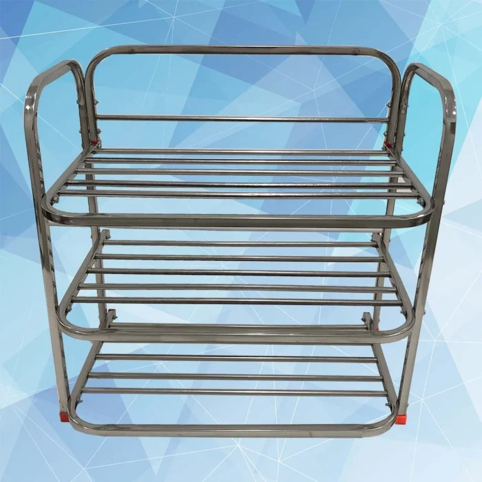 Stainless Steel Shoe Rack 3 Shelves - Image 1